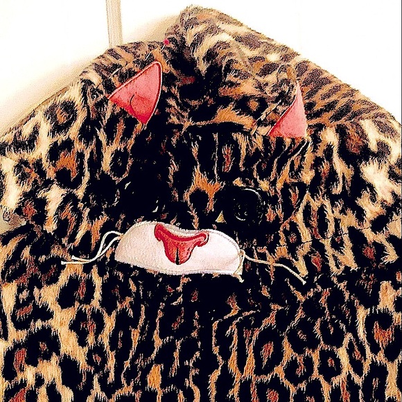 LEOPARD PRINT ONSIE PJ CAT FACE HOODIE PAJAMAS HALLOWEEN CAT SUIT  NEW  LADY S - Picture 5 of 6